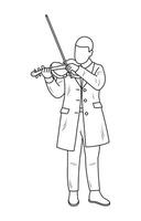 Violinist playing violin, silhouette sketch vector