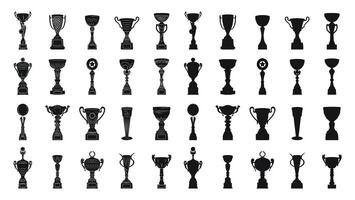 Big set sketch of trophys. Victory symbol. Flat graphic illustrations isolated on white background vector