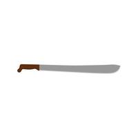 colima machete flat design illustration isolated on white background. Melee weapon of hunter in jungle. Hatchet or machete handle ancient tool for woodcutting and cutting branches by hand. vector