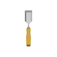 chisel flat design illustration. Wood Carving Chisel isolated on white background. Carpentry hand tools with wooden handle. vector