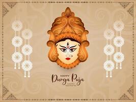 Traditional Durga Puja and Happy navratri indian religious festival background vector