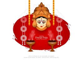 Happy Durga puja and happy Navratri cultural hindu festival background vector