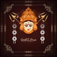 Religious Durga Puja and Happy navratri Indian festival celebration background design vector