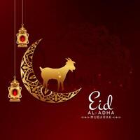 Eid Al Adha mubarak Islamic festival greeting card design vector