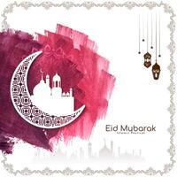 Beautiful Eid Mubarak festival greeting islamic card crescent moon design vector