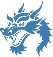 Blue Chinese paper cutting of dragon head illustration vector