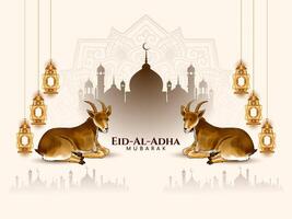 Religious Eid Al Adha mubarak Islamic festival celebration background vector