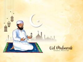 Religious Islamic Eid Mubarak festival background design vector