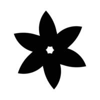 Set of flat flower icons in silhouette isolated on white. Simple retro designs in black and white. vector