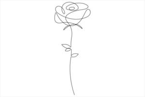 Rose flower continuous one line art drawing of outline illustration Rose day, valentine day concept vector