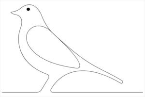 Continuous one line art drawing of cute bird simple outline illustration vector