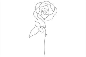 Rose flower continuous one line art drawing of outline illustration Rose day, valentine day concept vector