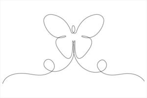 Continuous one line art drawing of butterfly design minimalism outline art illustration vector