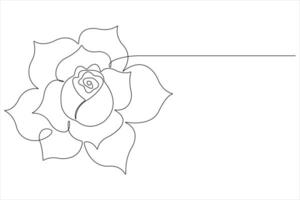Rose flower continuous one line art drawing of outline illustration Rose day, valentine day concept vector