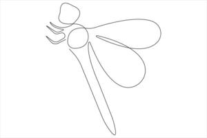 Dragonfly continuous one line art drawing of outline illustration vector