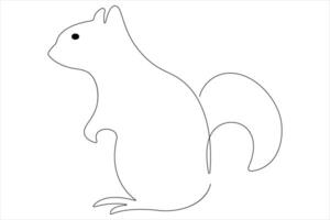 One Continuous line art drawing of squirrel illustration vector