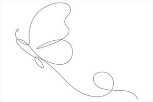 Continuous one line art drawing of butterfly design minimalism outline art illustration vector