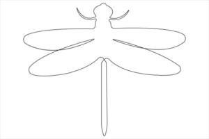 Dragonfly continuous one line art drawing of outline illustration vector