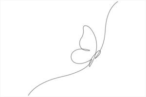 Continuous one line art drawing of butterfly design minimalism outline art illustration vector