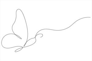 Continuous one line art drawing of butterfly design minimalism outline art illustration vector