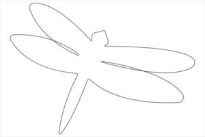 Dragonfly continuous one line art drawing of outline illustration vector