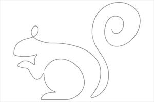 One Continuous line art drawing of squirrel illustration vector