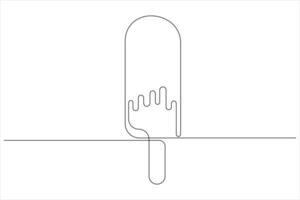 Continuous one line art drawing of delicious and cool fresh ice cream, minimalism design outline vector