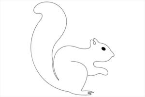 One Continuous line art drawing of squirrel illustration vector