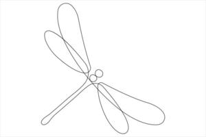 Dragonfly continuous one line art drawing of outline illustration vector