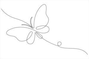 Continuous one line art drawing of butterfly design minimalism outline art illustration vector