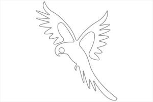 Continuous one line art drawing of cute bird simple outline illustration vector