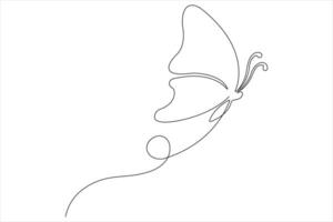 Continuous one line art drawing of butterfly design minimalism outline art illustration vector