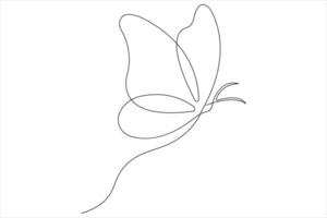 Continuous one line art drawing of butterfly design minimalism outline art illustration vector