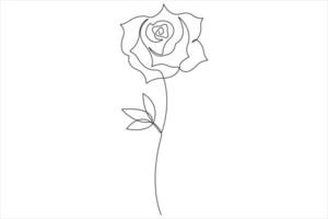 Rose flower continuous one line art drawing of outline illustration Rose day, valentine day concept vector