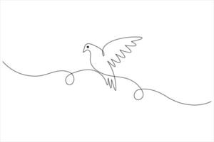 Continuous one line art drawing of cute bird simple outline illustration vector
