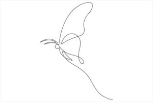 Continuous one line art drawing of butterfly design minimalism outline art illustration vector