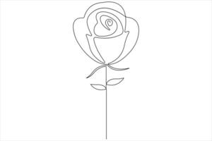 Rose flower continuous one line art drawing of outline illustration Rose day, valentine day concept vector