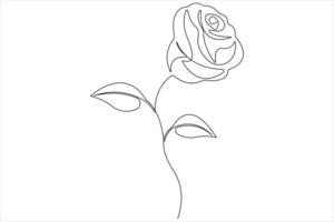 Rose flower continuous one line art drawing of outline illustration Rose day, valentine day concept vector