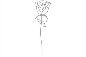 Rose flower continuous one line art drawing of outline illustration Rose day, valentine day concept vector