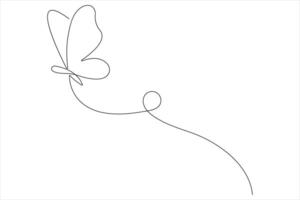 Continuous one line art drawing of butterfly design minimalism outline art illustration vector