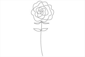 Rose flower continuous one line art drawing of outline illustration Rose day, valentine day concept vector