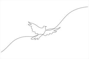 Continuous one line art drawing of cute bird simple outline illustration vector