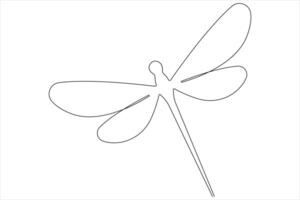 Dragonfly continuous one line art drawing of outline illustration vector