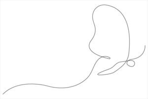 Continuous one line art drawing of butterfly design minimalism outline art illustration vector