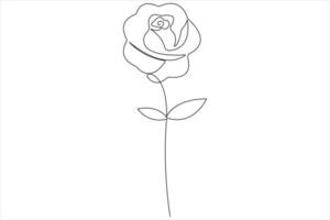Rose flower continuous one line art drawing of outline illustration Rose day, valentine day concept vector
