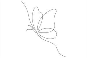 Continuous one line art drawing of butterfly design minimalism outline art illustration vector