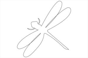 Dragonfly continuous one line art drawing of outline illustration vector