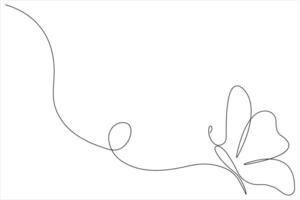 Continuous one line art drawing of butterfly design minimalism outline art illustration vector