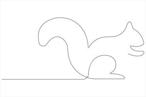 One Continuous line art drawing of squirrel illustration vector