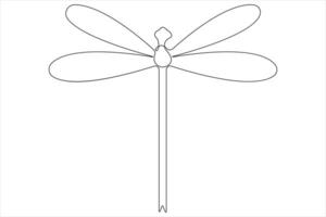 Dragonfly continuous one line art drawing of outline illustration vector